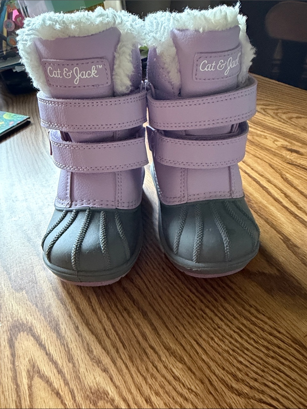 Cat & Jack Lilac and Gray Toddler Winter Boots with Faux Fur